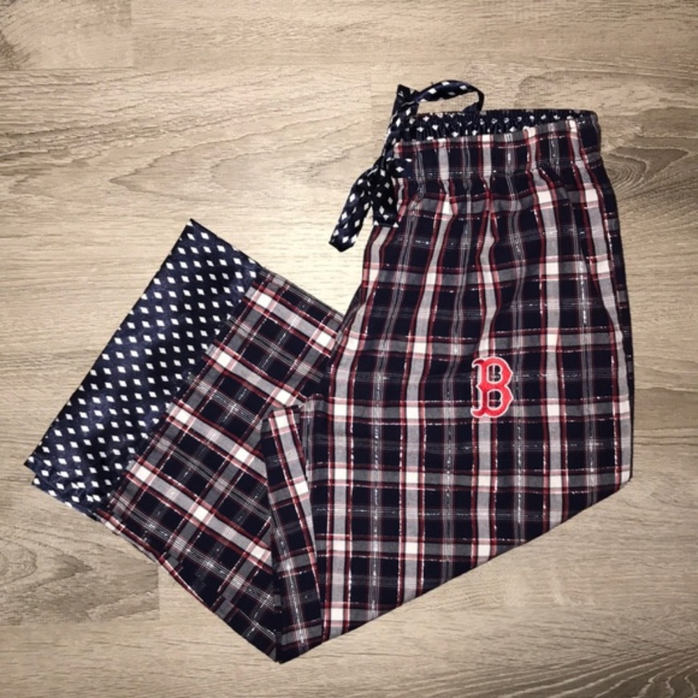 ☀️3/$25 Boston Red Sox Plaid Capri Pajama Pants Sz S